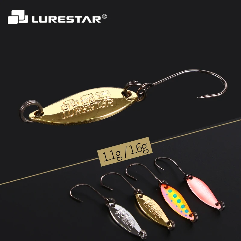 1.1g 1.6g 2pcs/Lot Spoon Hard Bait Steam Spinner Fishing Lure Trout Fishing Bait Korean Single Hook