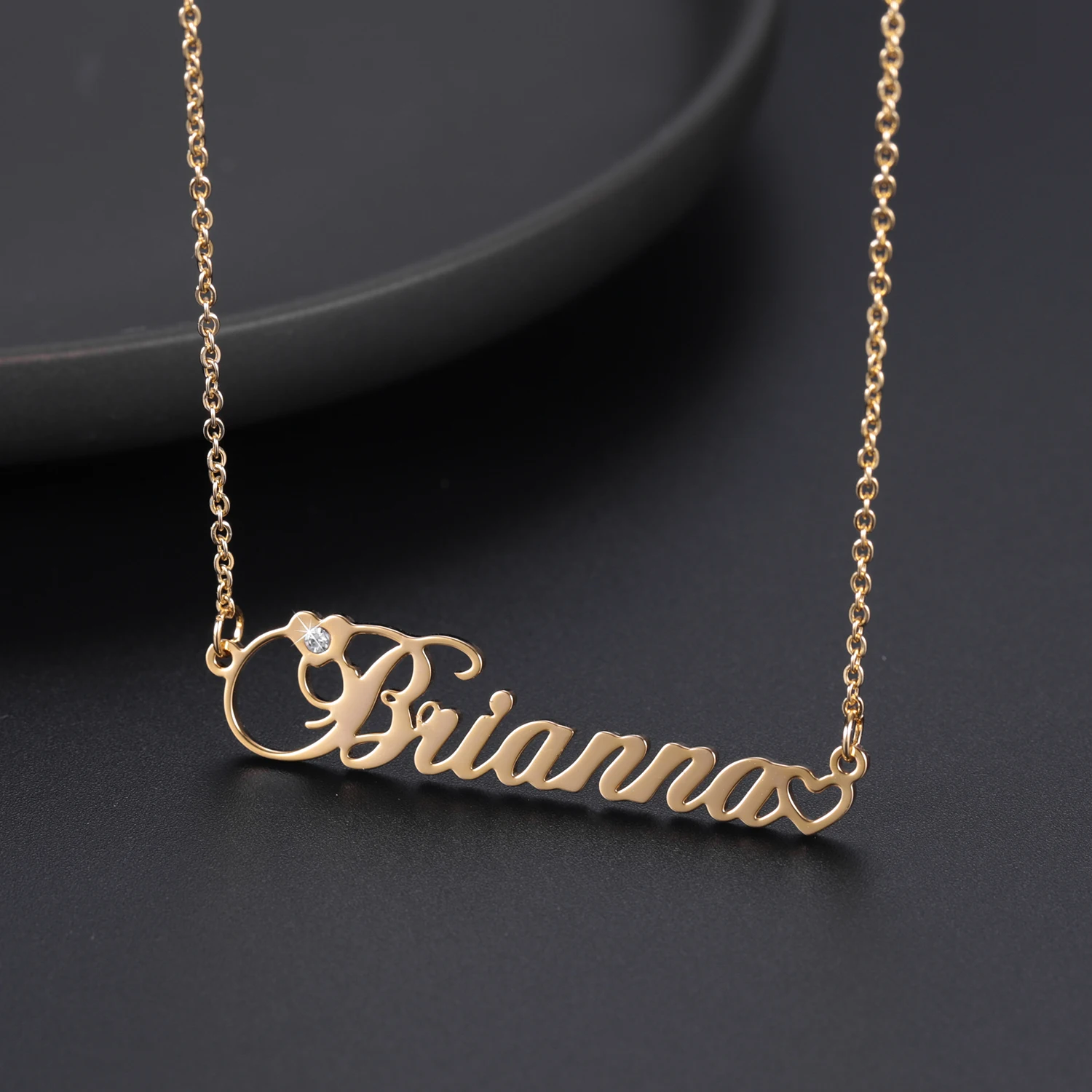 Customized Name Necklace Iced Out Diamond Nameplate Statement Necklace Stainless Steel Jewelry For Women Christmas Gifts