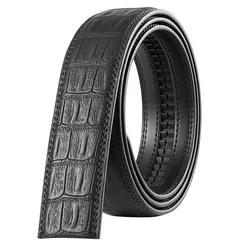 Ceinture de pantalon en cuir véritable pour hommes, motif crocodile, sangle automatique, mode américains, nouveau style, 3.5cm