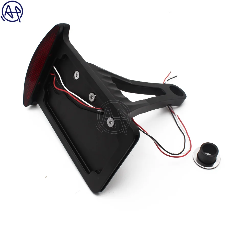 Motocicleta Matricula Plate Capa, Luz Traseira, Side Mount, Suporte para Harley Sportster Chopper Bobber, Black Metal, 1 Conjunto