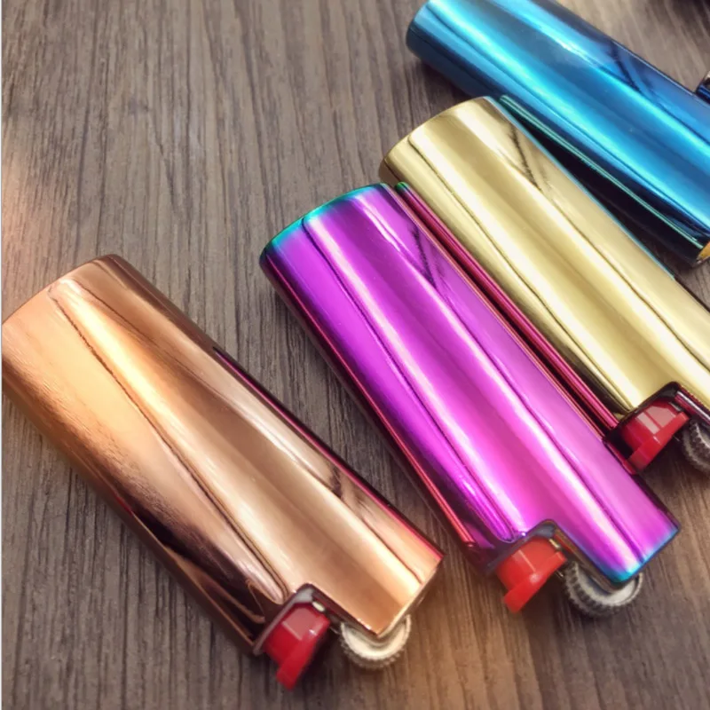 Color Plating Mini Size J5 Lighter Case Explosion-proof Metal Armor Gas Lighter Pouches Shell  Cover Holder For J5 Bic