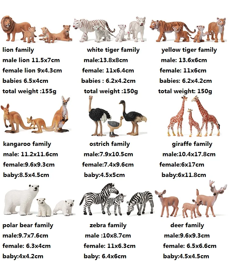 Simulated animals family model Static Plastic Environmental PVC Cognition decoration children's gift p0049