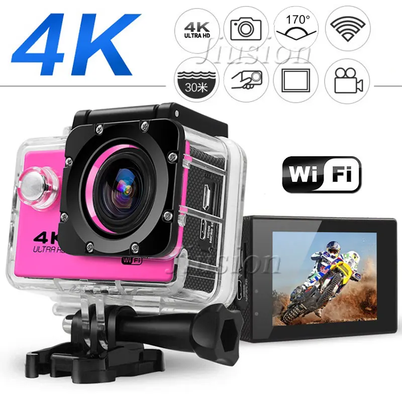 4K UHD Wifi Sport Action Mini Camera 16MP 170 Degree Wide Angle 2 inch LCD Micro Cam Outdoor Waterproof DV Support Hidden TF Car