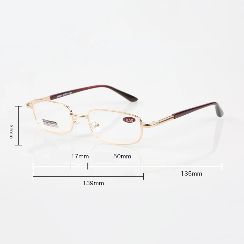 Ahora Men Glass Lens Metal Reading Presbyopia Glasses Anti-fatigue With 0 +0.5 0.75 1.0 1.25 1.5 1.75 2.0 2.5 2.75 3.0 to 6.0