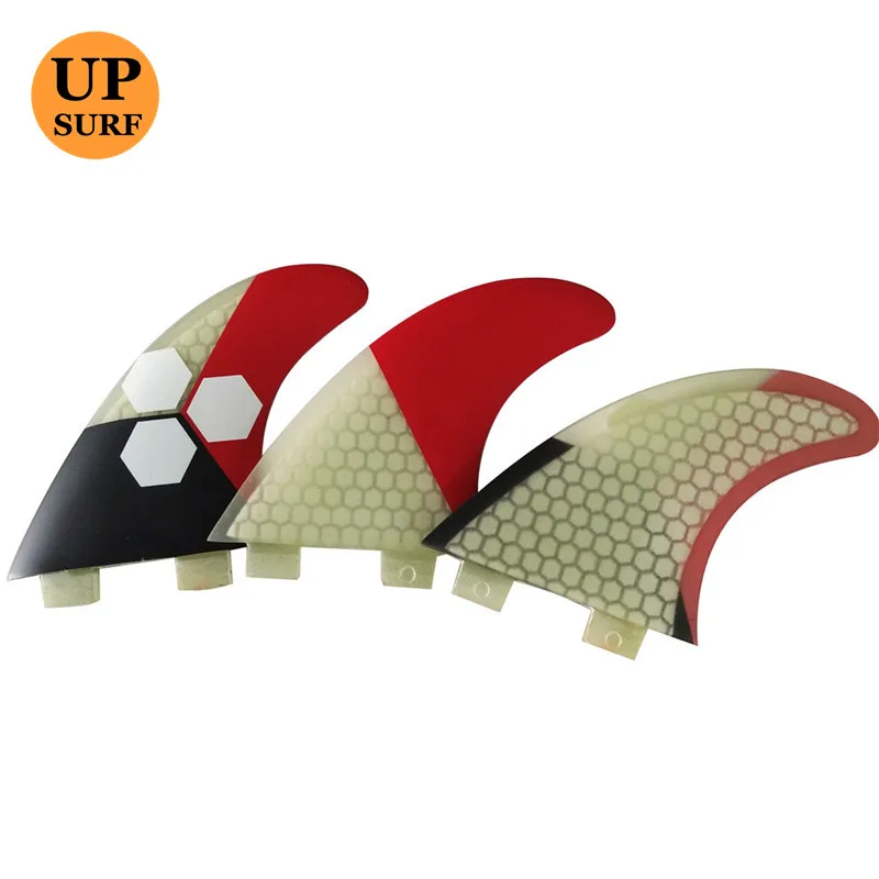 Double Tabs Surfboard Fins Red black-Color Surfing Fins Honeycomb Double Tabs-L Fin Quilhas