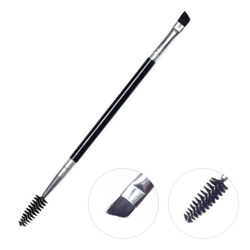 1 Pcs Double Head Makeup Eyebrow Brush Double Sided Blending Eye Eyebrow Flat Angled Make Up Brush Comb Double Ended Tool