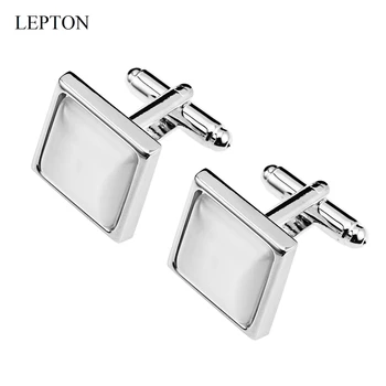 로우키 럭셔리 캣 아이 스톤 커프스 단추 남성용 셔츠 커프스 단추 Lepton Square Opals Cufflink Relojes gemelos, 드롭 배송 