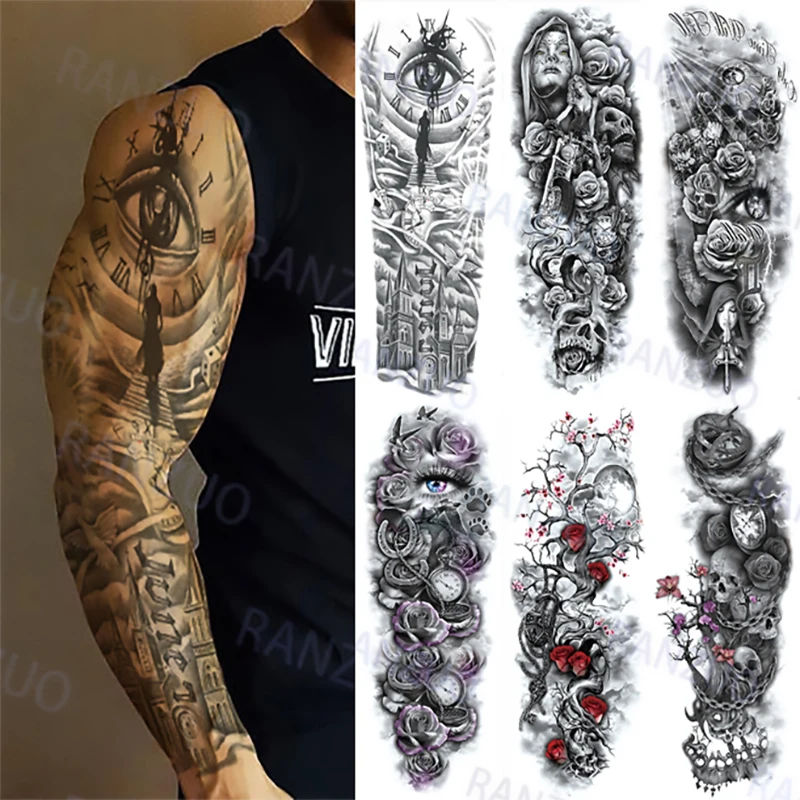 

Waterproof Temporary Tattoo Stickers Skeleton Skull Tatoo Temporary Tattoos Men Fake Tattoo Woman Art Waterproof Tattoo Stickers