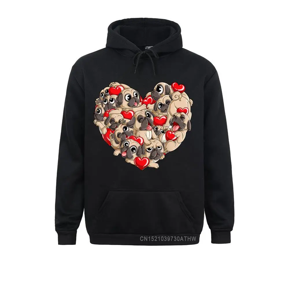 Pug Valentines Day Heart Dog Lover Gifts Boys KidsLove Winter Women Hoodies Sportswears Cheap Men Sweatshirts