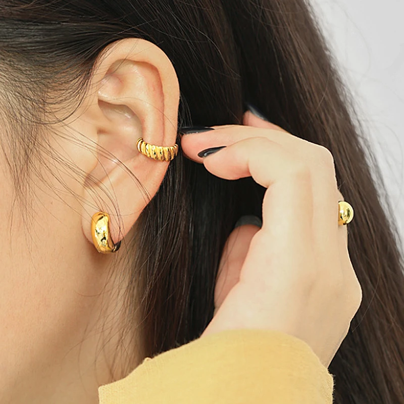 F.I.N.S Korean Minimalist 100% 925 Sterling Silver Earrings Hoops INS Glossy Round Wide Small Ear Buckle 925 Earrings Jewelry