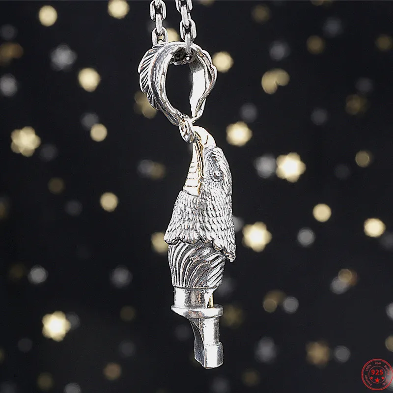 

2021 Trendy S925 Sterling Silver Charm Pendants Can Blow Whistle Eagle Pure Argentum Amulet Punk Fashion Jewelry for Women Men