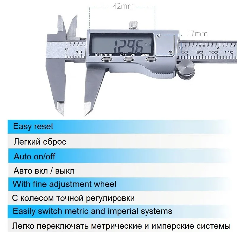 Electronic Digital Vernier Caliper 300 mm Stainless Steel Vernier Caliper High Precision Measuring Caliber Height Depth Tester