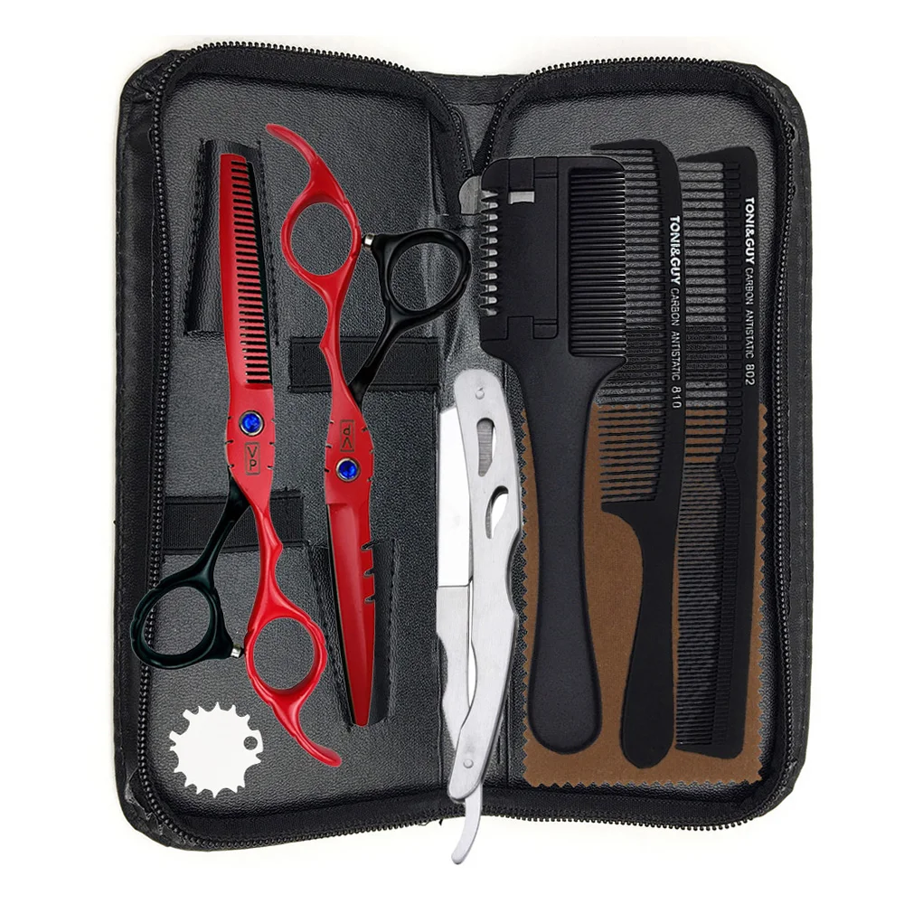 

6" 440C Hair Scissors Razor Hairdressing Scissor Sale Cutting And Thinning Tools Professional Hairdressing Scissors Set