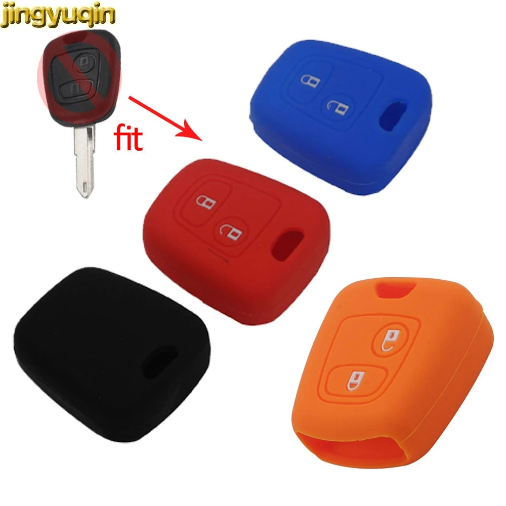 

Jingyuqin Silicone Rubber Car Key Case Cover For Citroen C1 C2 C3 Pluriel C4 C5 C6 C8 Xsara Picasso Peugeot 206 207 307 408 607