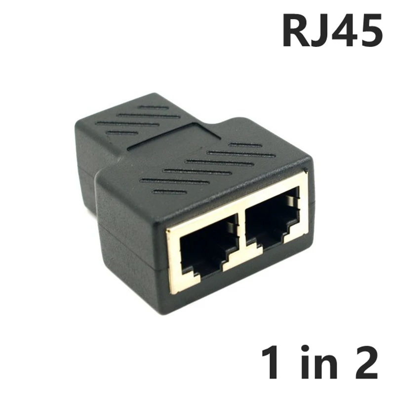 RJ45 Splitter Connector Adapter 1 to 2 Ways Ethernet Splitter Coupler Contact Modular Plug Connect Laptop Ethernet Cable