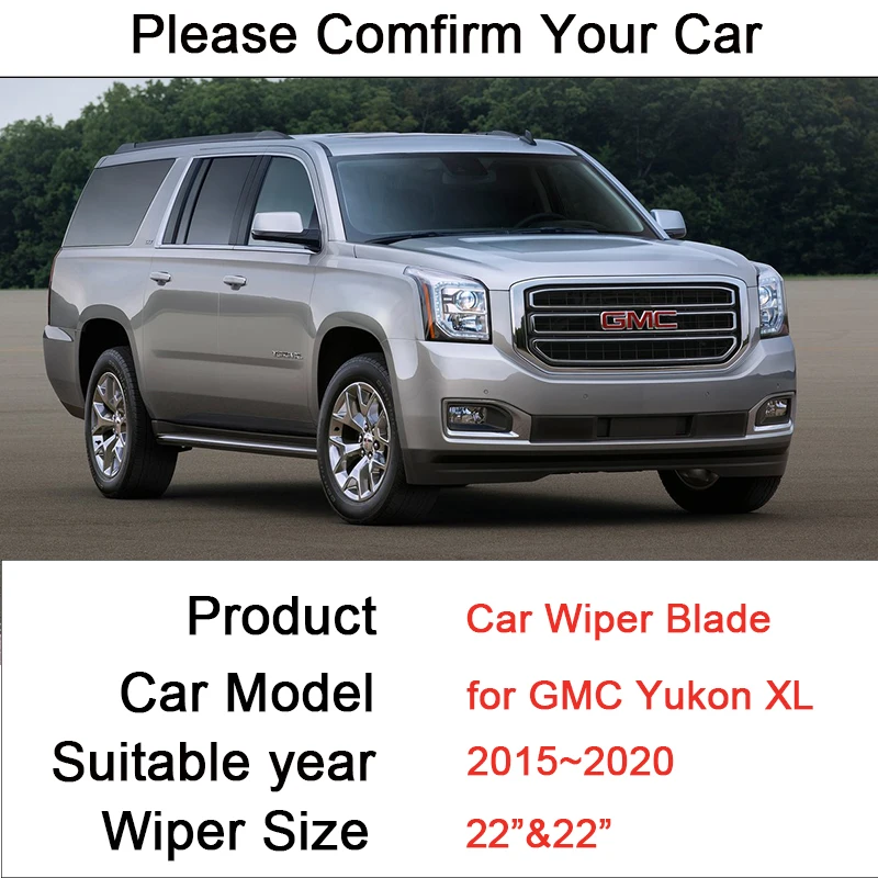 for GMC Yukon XL 2015 2016 2017 2018~2020 Frameless Durable Rubber Wiper Snow Scraping Front Windshield Brushes Car Accessories
