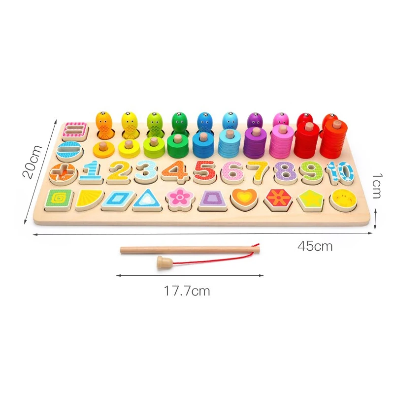 Montessori quente brinquedos educativos de madeira para crianças placa matemática pesca contagem números correspondência corte digital frutas educação precoce brinquedo