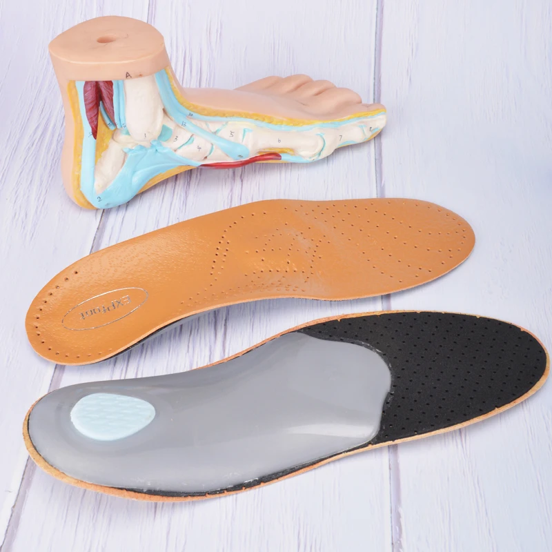 Leather Orthotic Insoles For Flat Feet Arch Support Orthopedic Shoes Sole Insoles For Feet Men Women Children O/X Leg Corrected