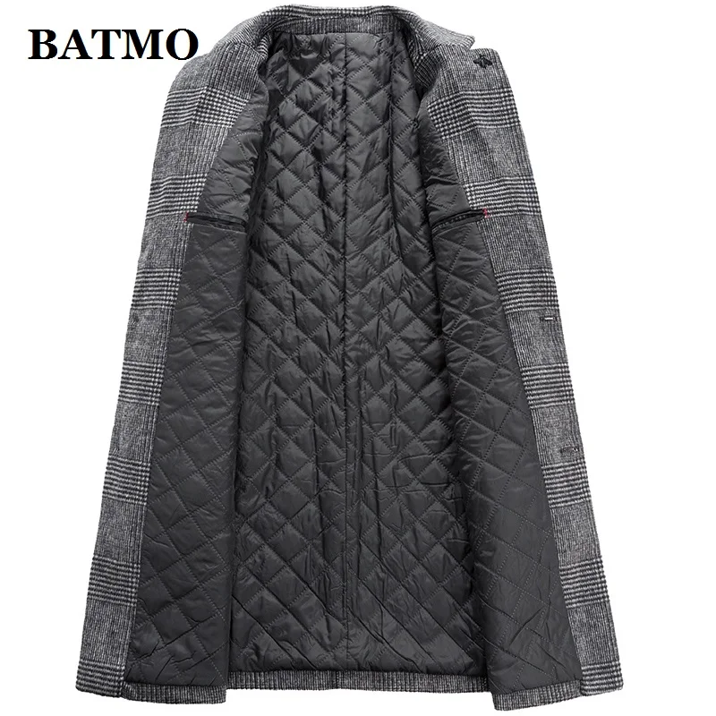 BATMO-gabardina de lana a cuadros para hombre, abrigo de otoño e invierno, M-5XL 2023, novedad de 2975