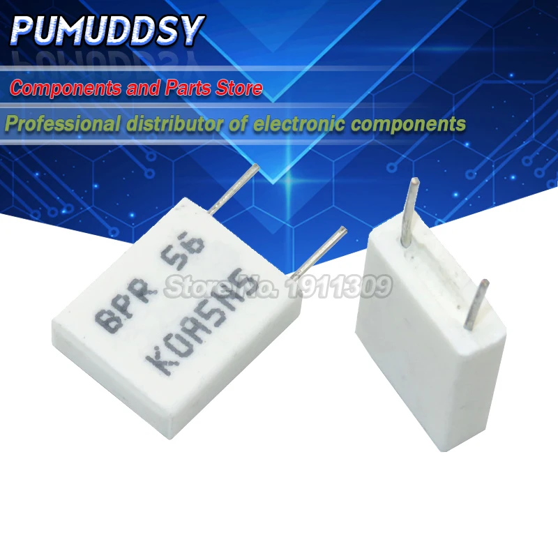 10PCS BPR56 5W 0.1 0.15 0.22 0.25 0.33 0.5 ohm Non-inductive Ceramic Cement Resistor 0.1R 0.15R 0.22R 0.25R 0.33R 0.5R