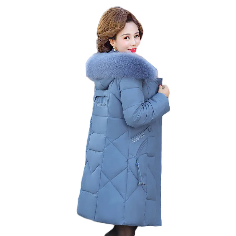 New Middle aged Female Down Parkas Cotton Padded Coat Thick Warm Parkas Long Women Winter Jacket 5XL W2245