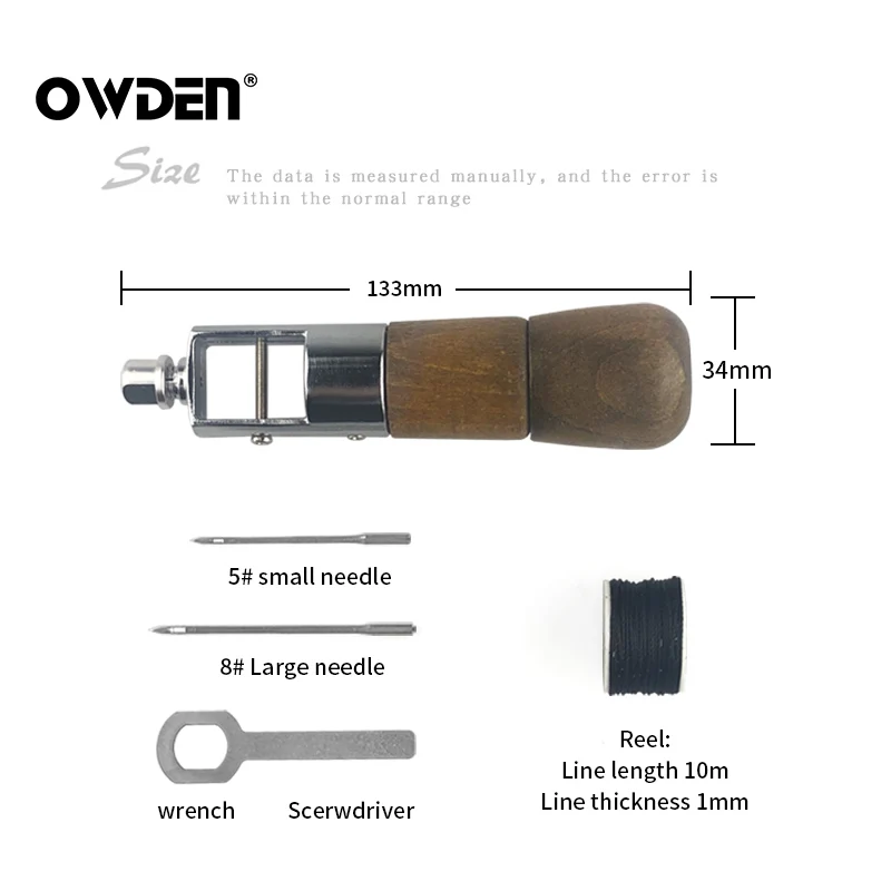 OWDEN Leathercraft Sewing Machine Portable Hand Edge Stitching Tool Leather Awls