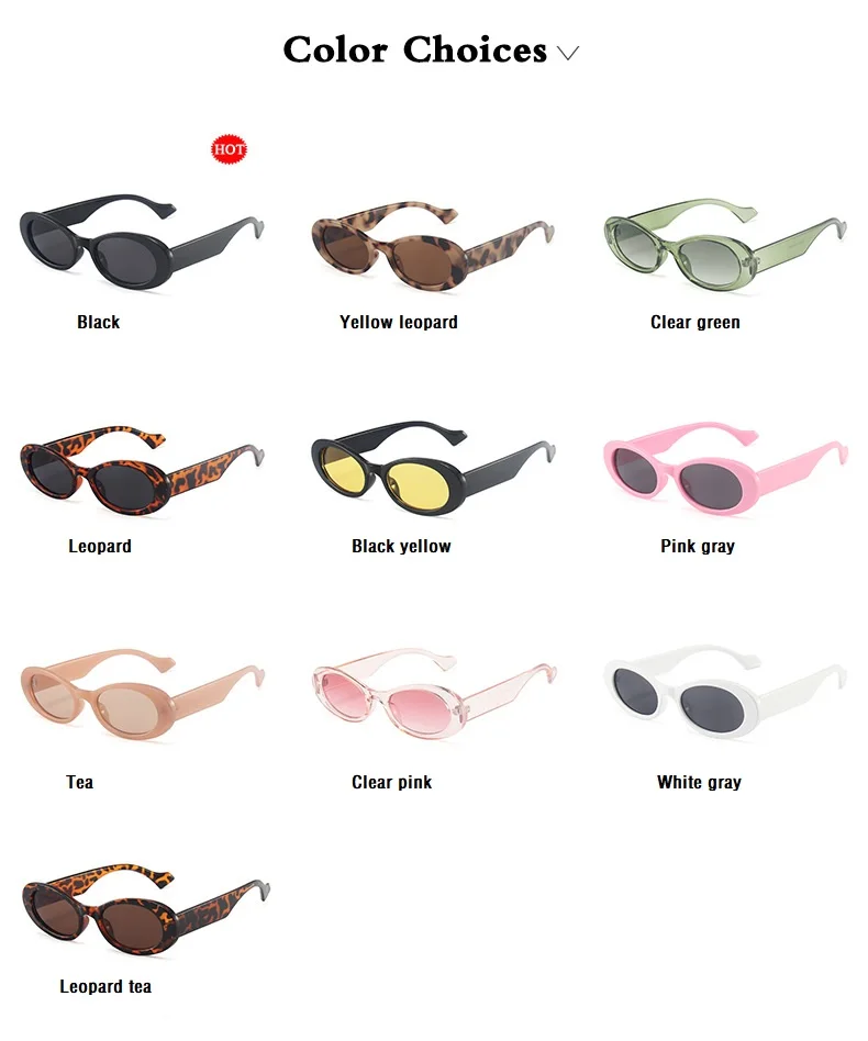 Mode Oval Sonnenbrille Vintage Marke Designer Platz Retro Sonnenbrille Weibliche Dame Brillen Gelee Farbe Shades UV400 – Detail 5