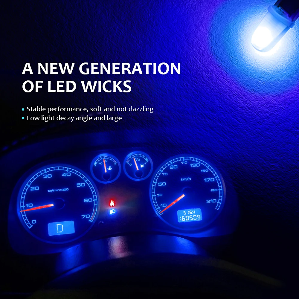 T5 W1.2W W3W COB 3014 Led 2SMD Car LED For Toyota Yaris Universal Interior Dashboard Gauge Instrument Light 12V White Blue Pink