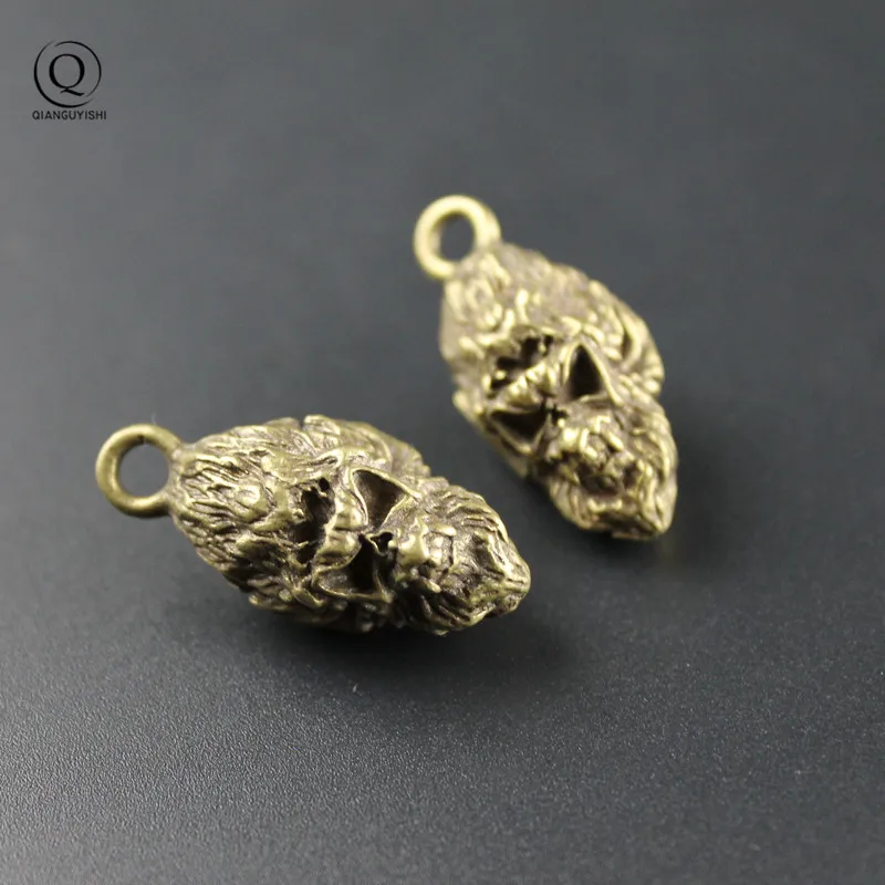 Pure Brass Tarzan Head Keychains Pendants War Hero Fighting Vintage Men Women Car Key Chain Rings Hangings For Gifts