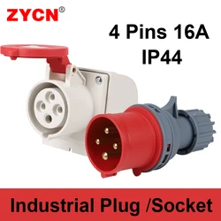 4Pin 16A Industrial Male Female Plug Solid Copper Electrical Wall Mounted Panel Socket Coupler Connector Waterproof High Quality