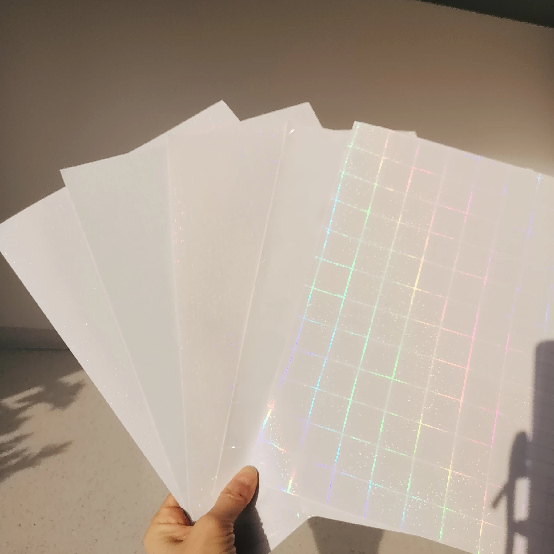 New Holographic Plain Laser Transparent Cold Laminating Film On Photo DIY Paper Card 297x210mm 50 Sheets/Bag