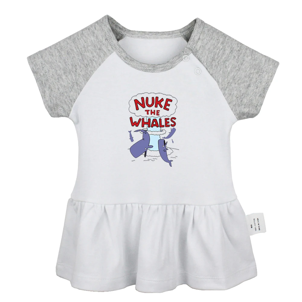 

Nuke The Whales Funny Cute Narwhal Not A One Tail of a Whale Design Newborn Baby Girls Dresses Toddler Infant Cotton Clothes