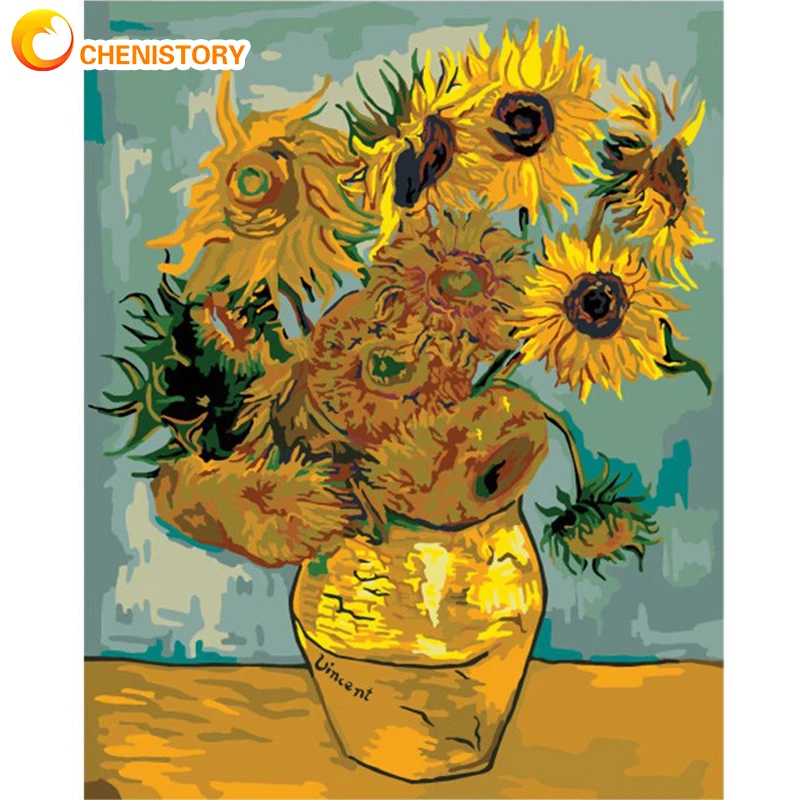 

CHENISTORY Frame Van Gogh Sunflower DIY Painting By Numbers Wall Art Picture By Numbers Acrylic Canvas Home Decors Diy Gift Arts