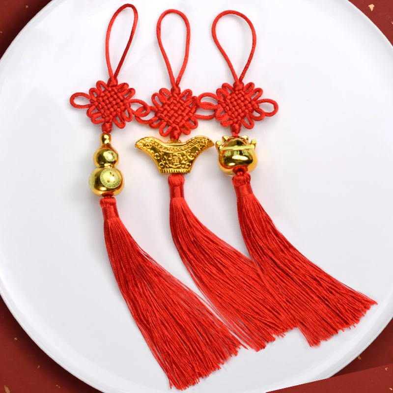 2023 Lunar New Year Decorations For Home Chinese Knot Pendant Hanging Ornaments Spring Festival Festive Red Tassel Ears Gift