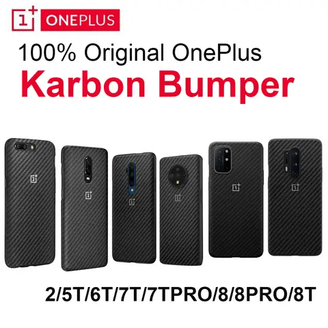 Original Official OnePlus 6T 7T 5T 12 Genuine Karbon Bumper OnePlus 7T PRO 8T 10 Pro Carbon Fiber full protect Back Case Cover