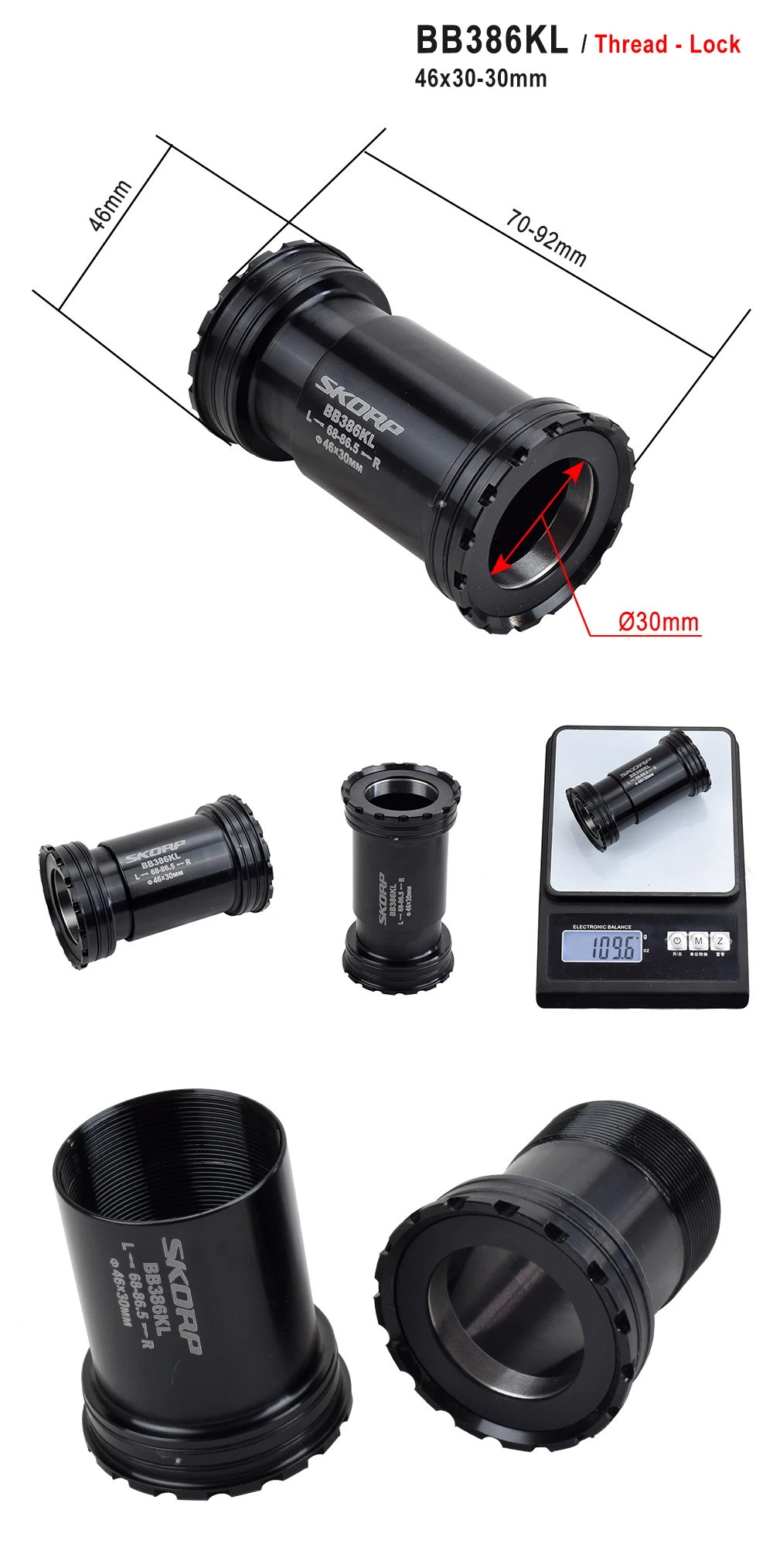 MTB Road Bike Bottom Brackets BB30 BSA30 PF30 BB386 46/42x22 24 30mm Sealed Bearing Mountain Bicycle BB Sets Central Axis