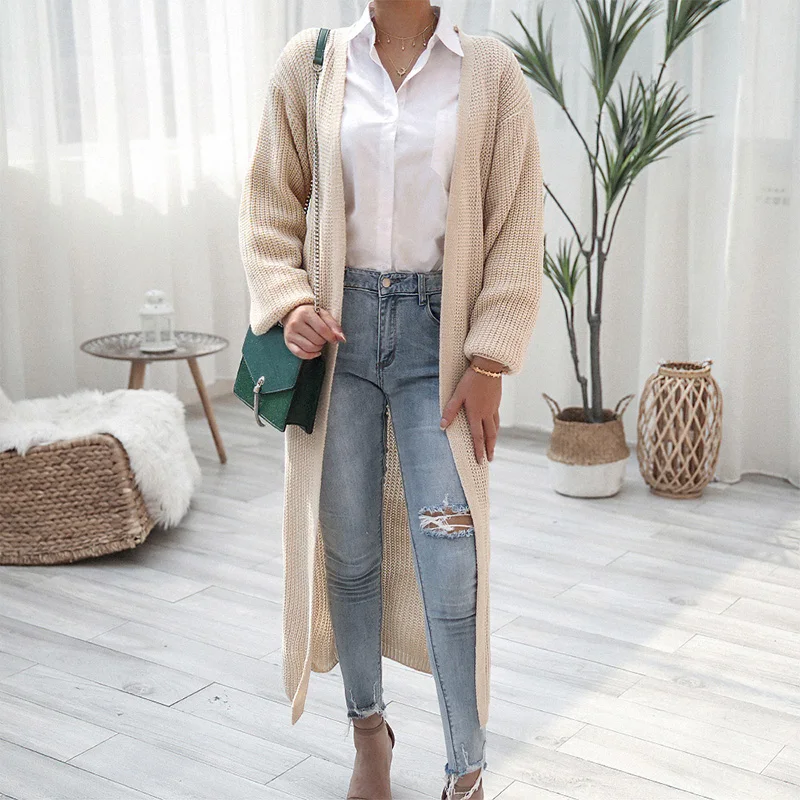 Ardm Casual Solid Long кардиган женский Minimalism Street Style Auturn Sweaters Women Long Sleeve Tops