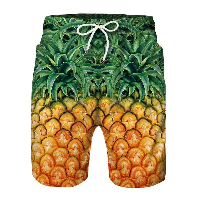 Short imprimé ananas 3D pour hommes, Streetwear unisexe, short de plage en Polyester, décontracté, été, DK-34