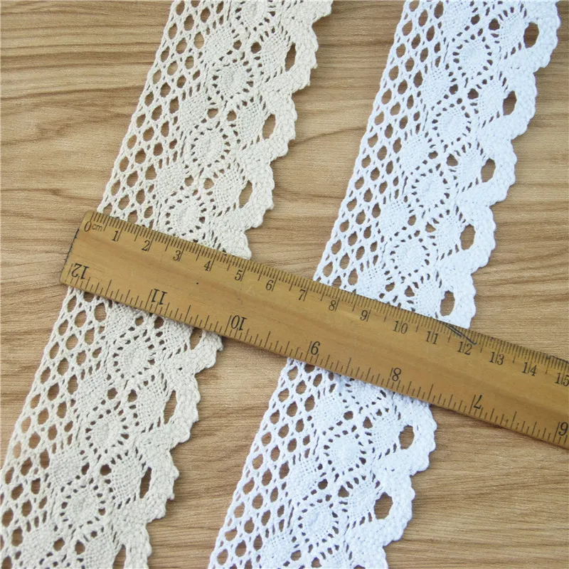 50mm Cotton Lace Trim Ivory White Wedding Dress Decoration Ribbon 100Yard Fabric Sewing Accessories Craft Supplies LC033-B