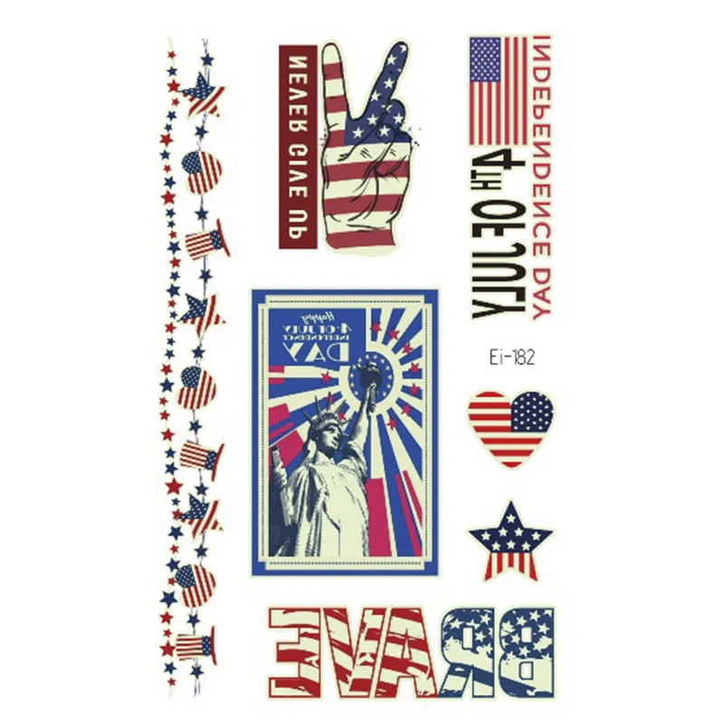 New Waterproof Temporary Tattoo Sticker Luminous Tattoo Stickers American flag Body Art Cartoon party fake  Tatto Stickers