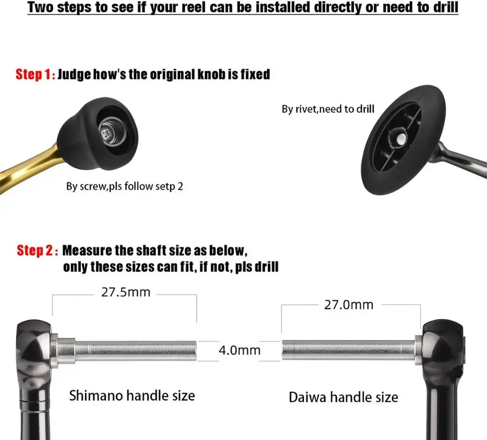 does diawi handle fit shimano reels HEIGHTEN 80mm/90mm Fishing Reel for Daiwa Abu Garcia Penn Kaking Lew's Baitcasting Reel Power Crank Accessory (80mm/90mm Handle 38mm Knob 🎣 Have your say! Shimano