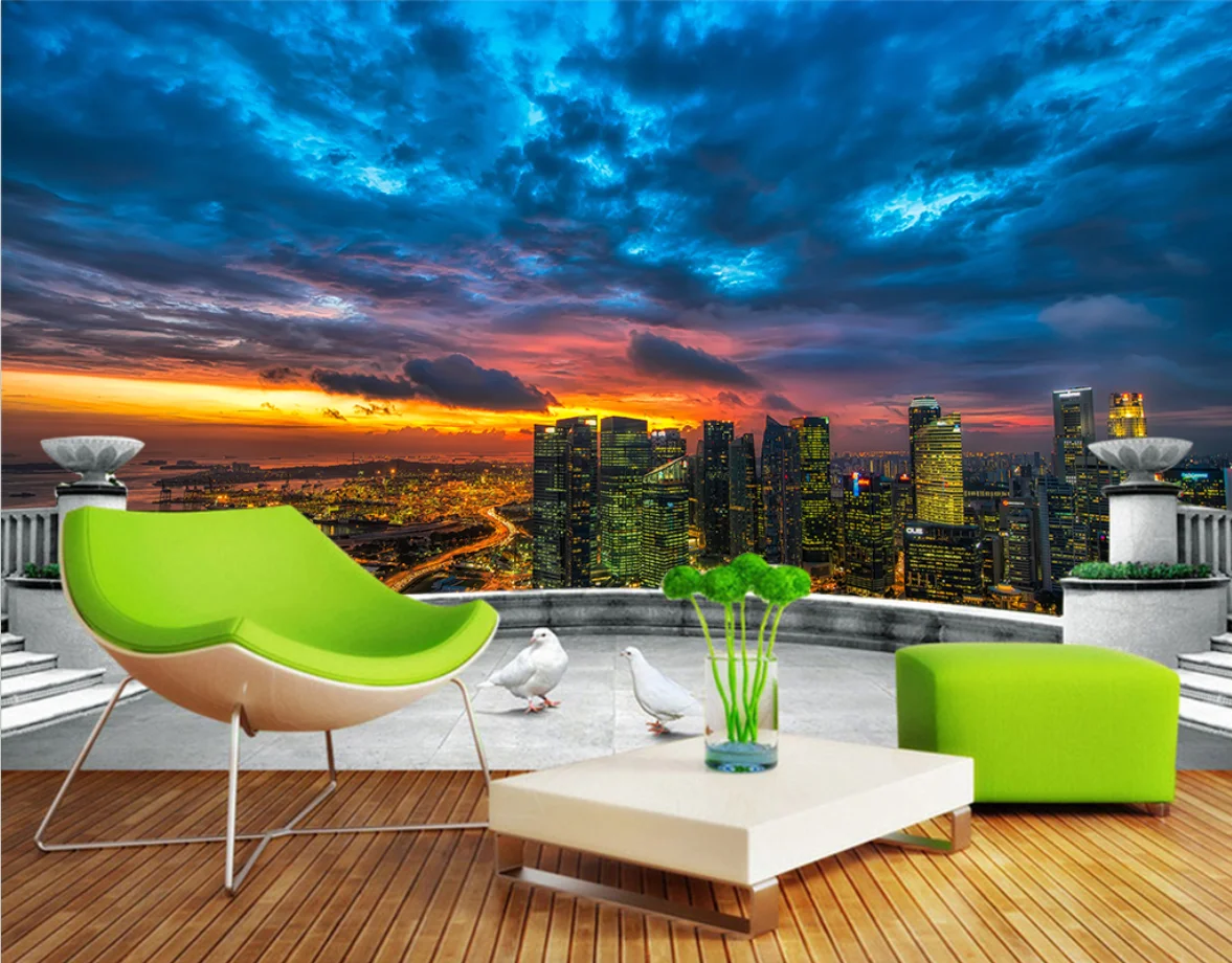 beibehang 3d mural wallpaper City evening landscape background sofa bedroom TV Tower in New York 3d photo wallpaper for walls