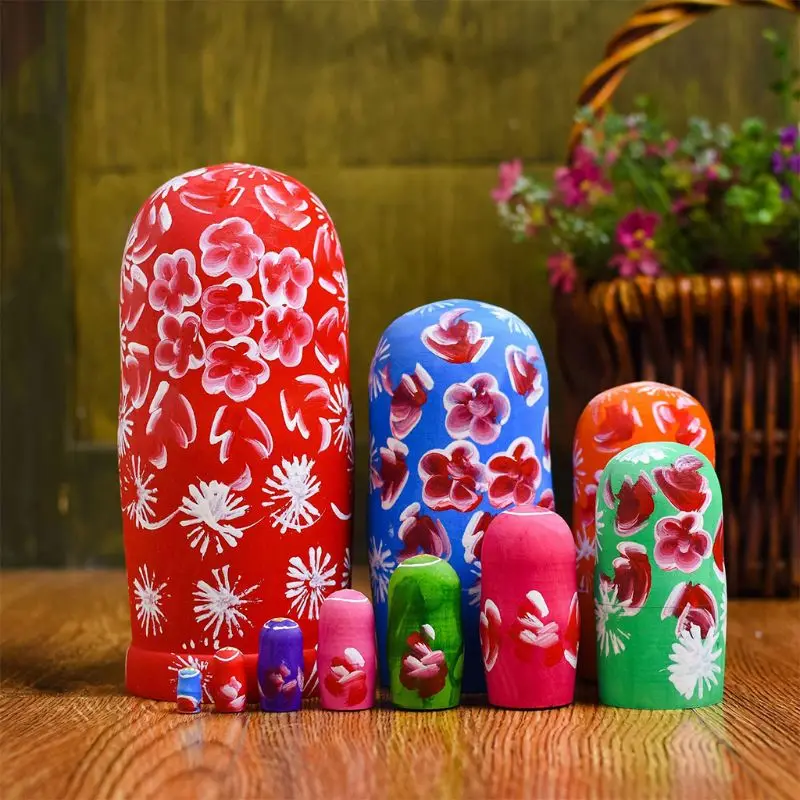 Muñecas rusas de madera Matryoshka para niños, muñecos de anidación, decoración de escritorio, regalos de Navidad, 10 capas por juego