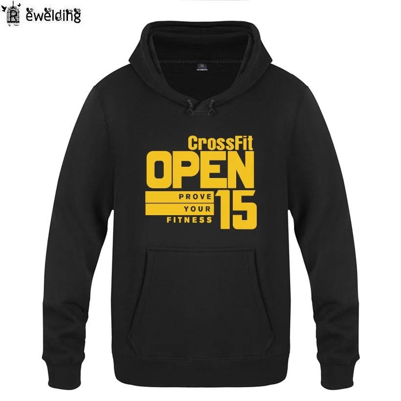 

Mens Hoodies Crossfit Letter Print Hoodie Men Fleece Long Sleeve Man's Sweatshirt Fitness Pullover Tracksuit Moleton Masculino