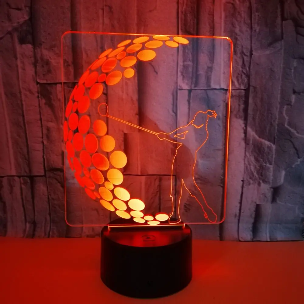7 Colors Changing 3D Golfer Modelling LED Table Lamp Bedroom LED Vision Night Light USB Baby Sleep Lighting Golf Enthusiast Gift
