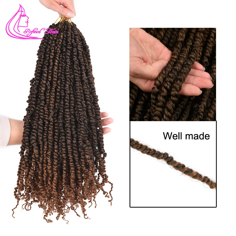 Passion Twist Crochet Hair Pre-Looped Passion Twists Synthetic Braids Ombre Pre-Twisted Braiding Hair Extensions Black Brown