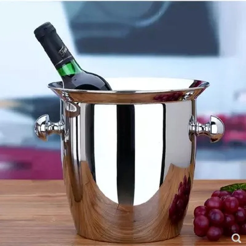 

2L/5L Stainless Steel Thicken Red Wine Ice-pail Cooler Box Thickening Champagne Bucket Ice For Hotel Bar