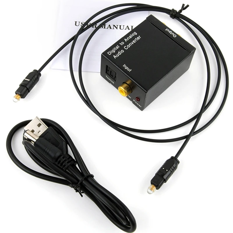 

Protable 3.5mm Jack Coaxial Optical Fiber Digital to Analog Audio AUX RCA L/R Converter SPDIF Digital Audio Decoder Amplifier