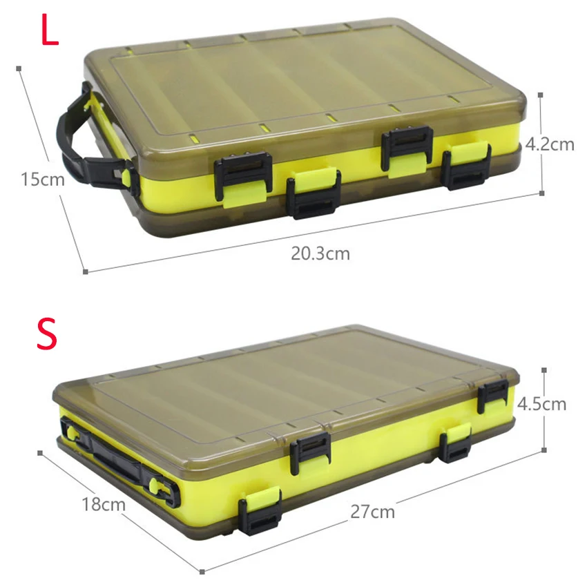 Custodia per esche da pesca scatola per attrezzi a doppia faccia da 12 e 14 camere per la pesca scatola per esche/ganci a doppia faccia scatola di immagazzinaggio in plastica attrezzatura da pesca