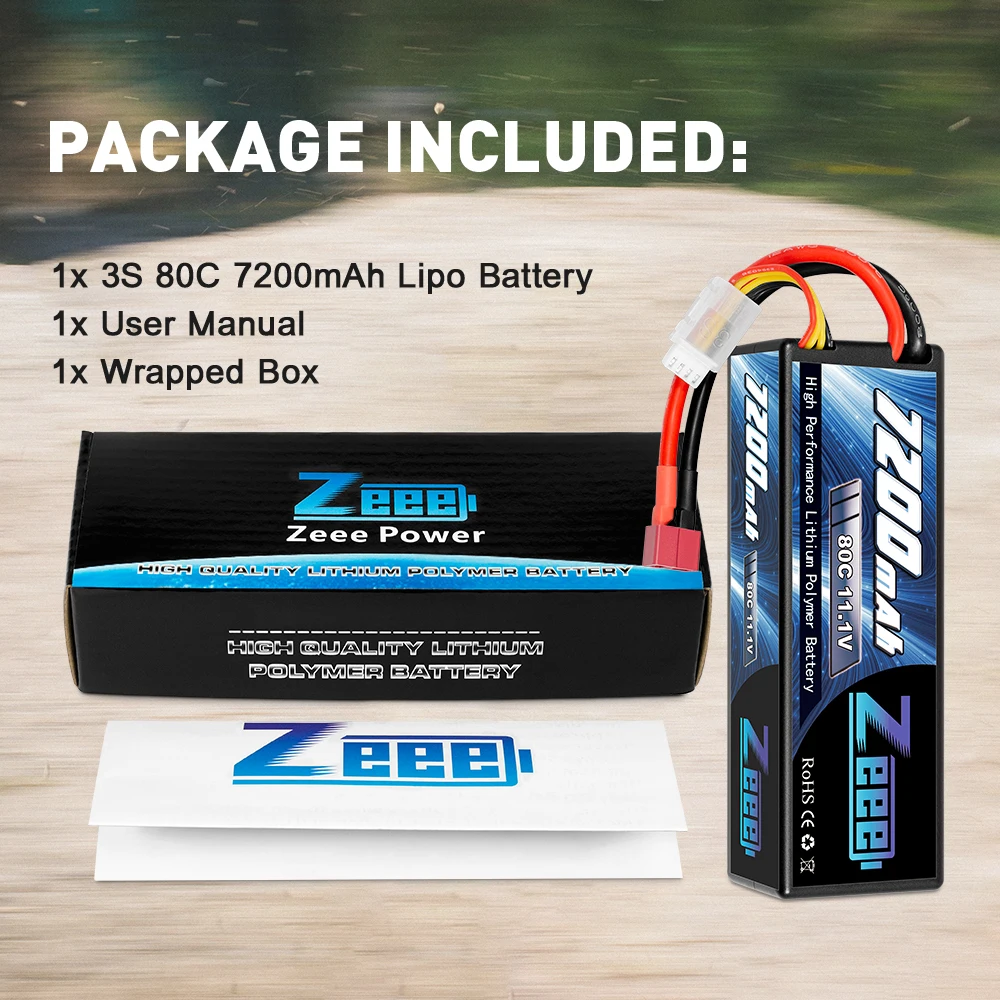 بطارية Zeee-Lipo ذات هيكل متين ، 11.1 فولت ، 7200 مللي أمبير في الساعة ، 80C ، 3S ، سيارة RC ، شاحنة ، قارب ، تروجي ، FPV ، طائرة ، عربات التي تجرها الدواب